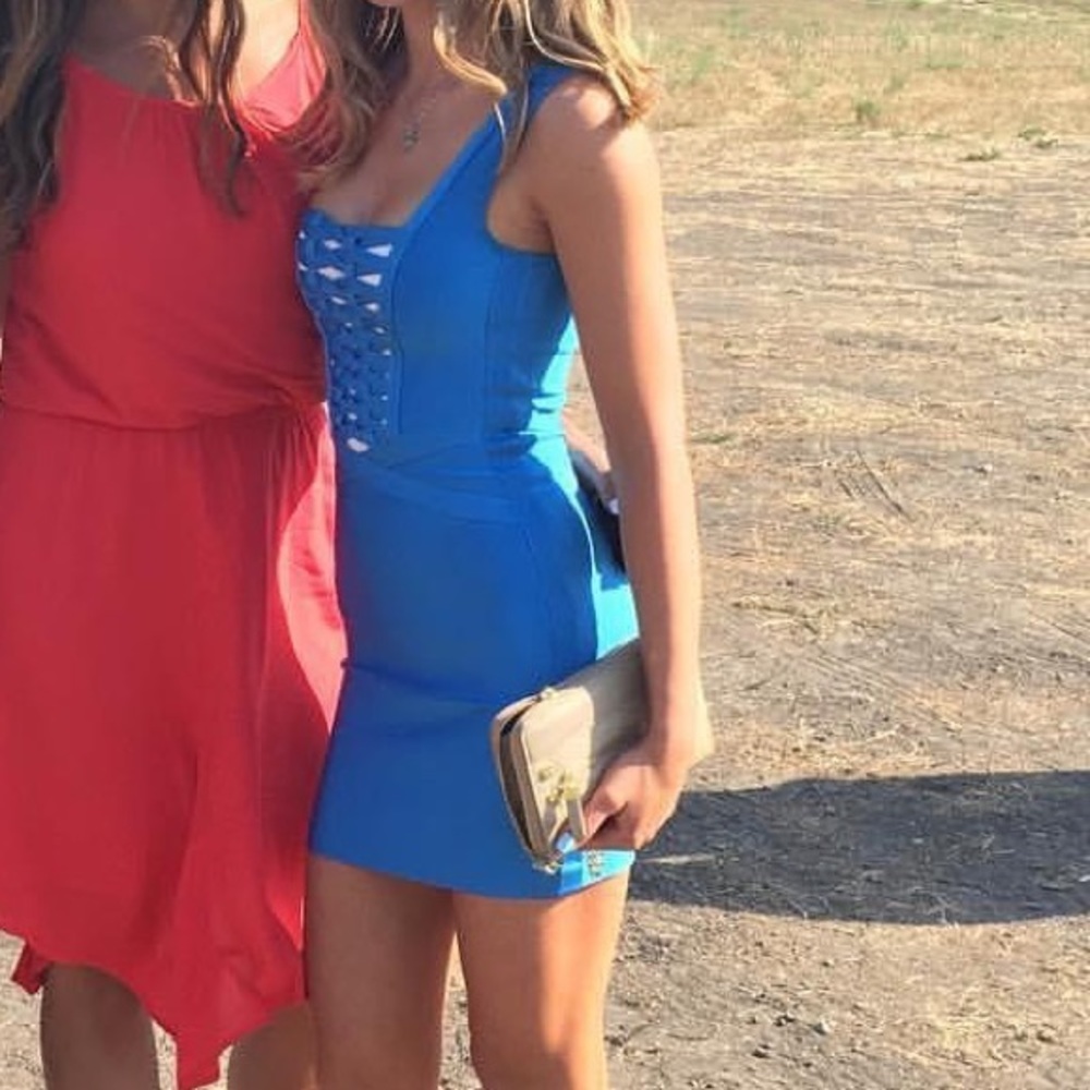 Marciano guess blue and white bandage bodycon